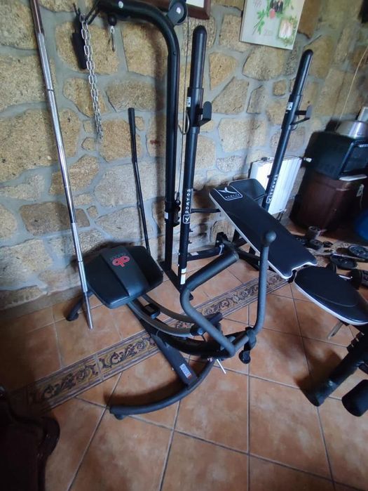 Weight Training Bench, Weight Plates, and Accessories64738211440642123