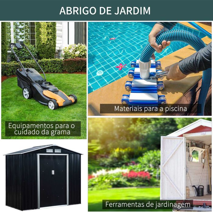 Abrigo Metálico para Jardim – 213x130x185 cm