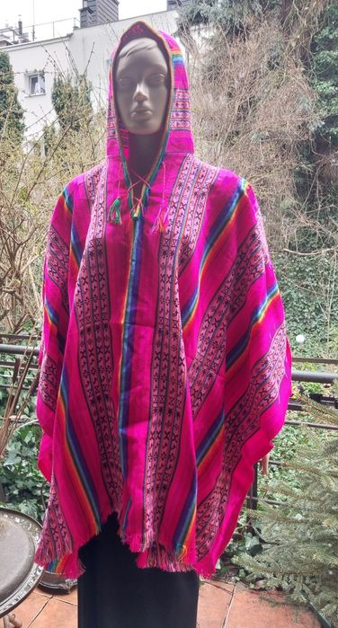 Barwne nowe ponczo poncho z Peru