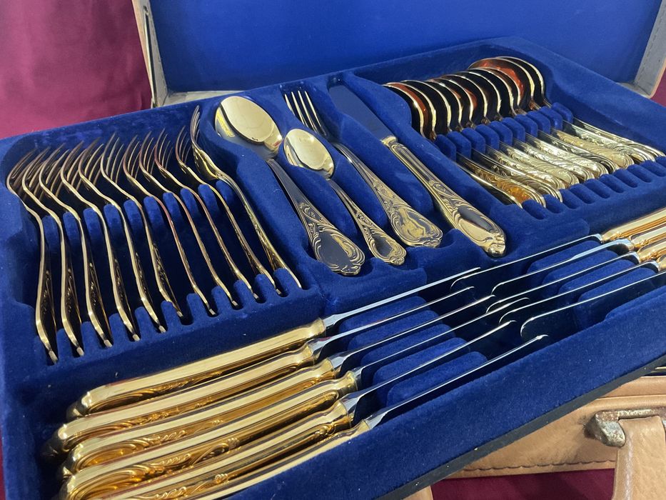 Serviço talher Solingen 68 peças banho de ouro 24 kilates
