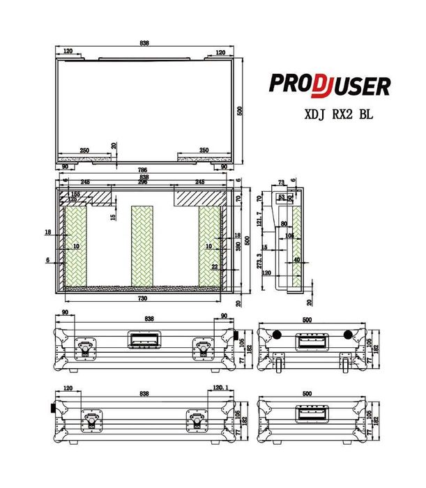 Prodjuser XDJ RX2 BL flightcase do Pioneer XDJ RX2 / RX z  FV