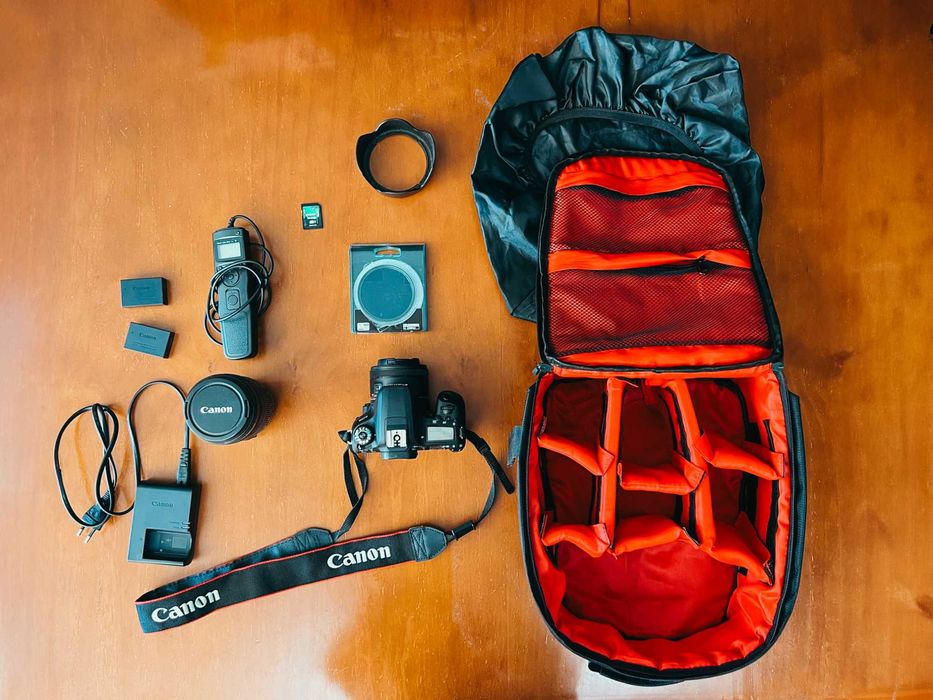 KIT COMPLETO Canon 77D+18–135mm+Mochila+Baterias+Cartão+Filtro ND