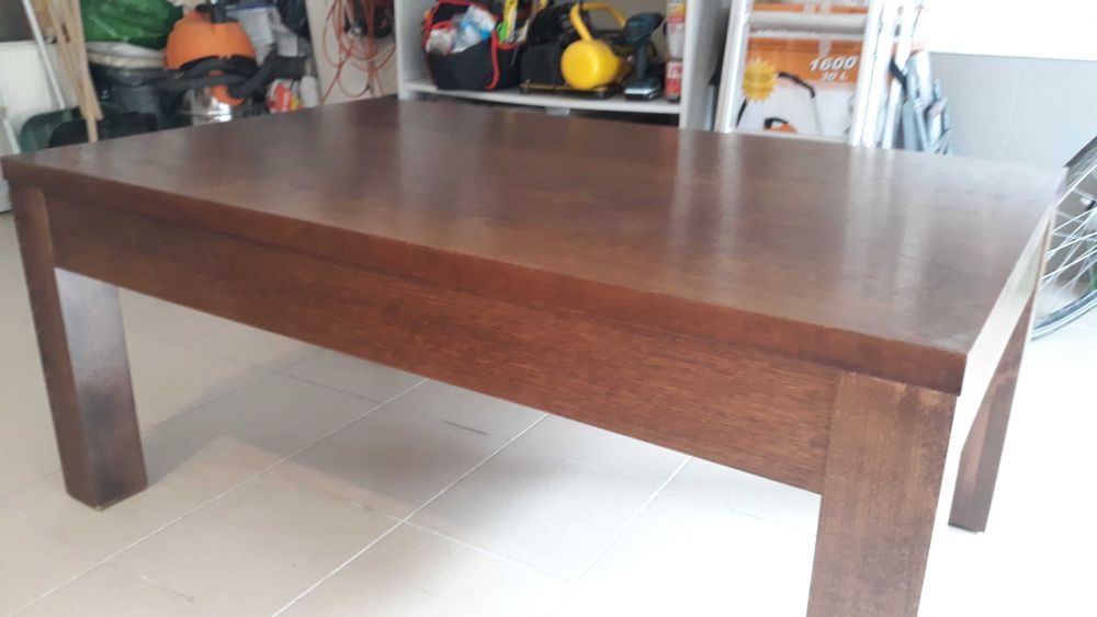 stół - ława do salonu 130x80 wys.56, ciemne drewno