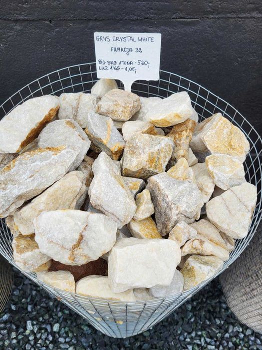 Grys Crystal white 32-63 Kamienie ogrodowe dekoracyjne ozdobne