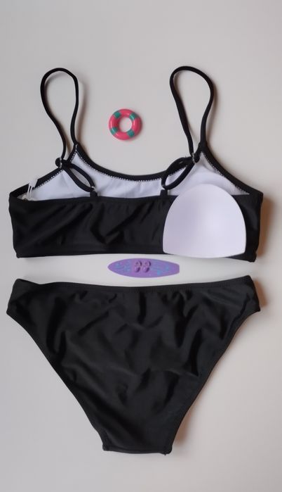 Купальник чорний + спідниця-парео 128-134-140-146-152-158