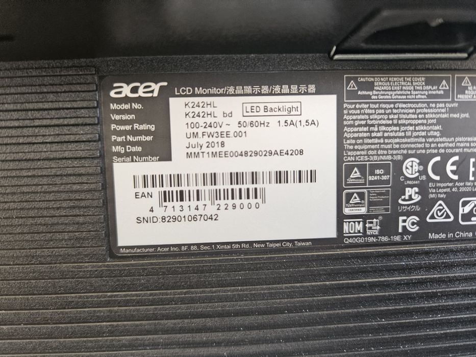 Monitor PC Acer com cabo