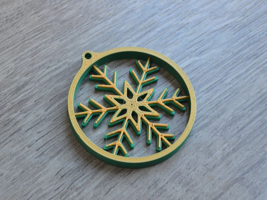 Bola de Natal Decorativa - Floco de Neve Duas Cores