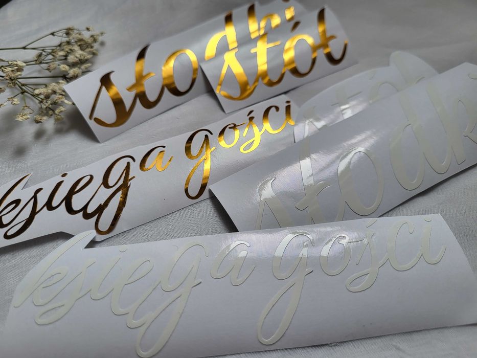 4 naklejki księga gości / wiejski stół/ słony stół/ słodki stół /napis