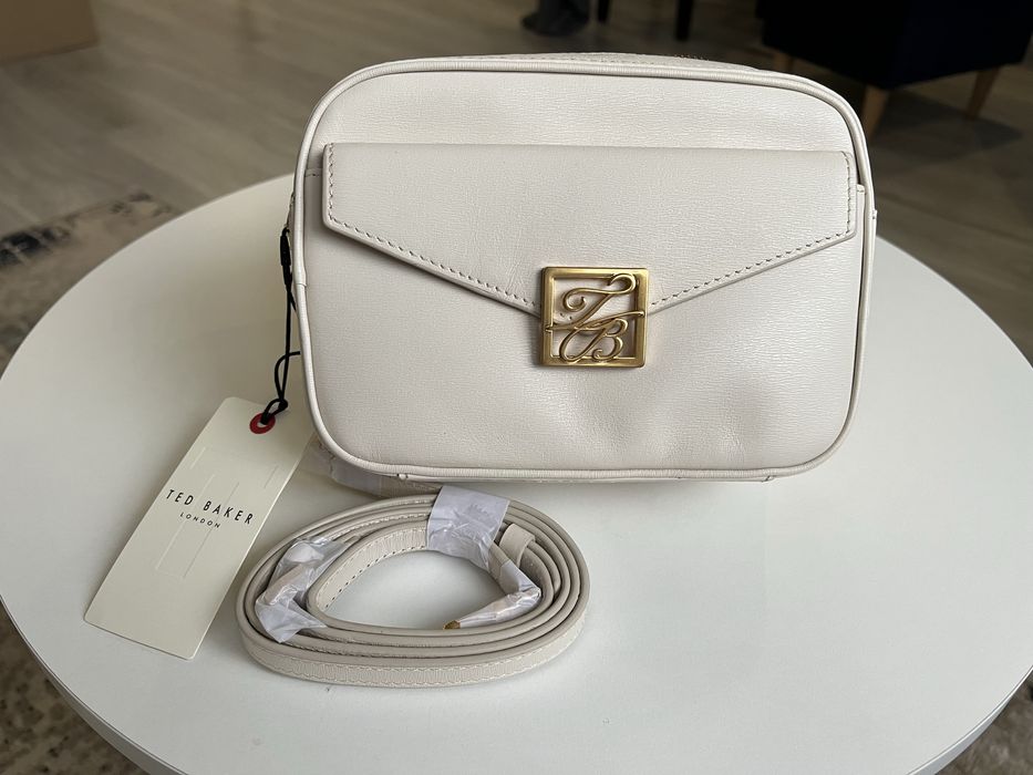 Torebka Ted Baker skóra kremowa