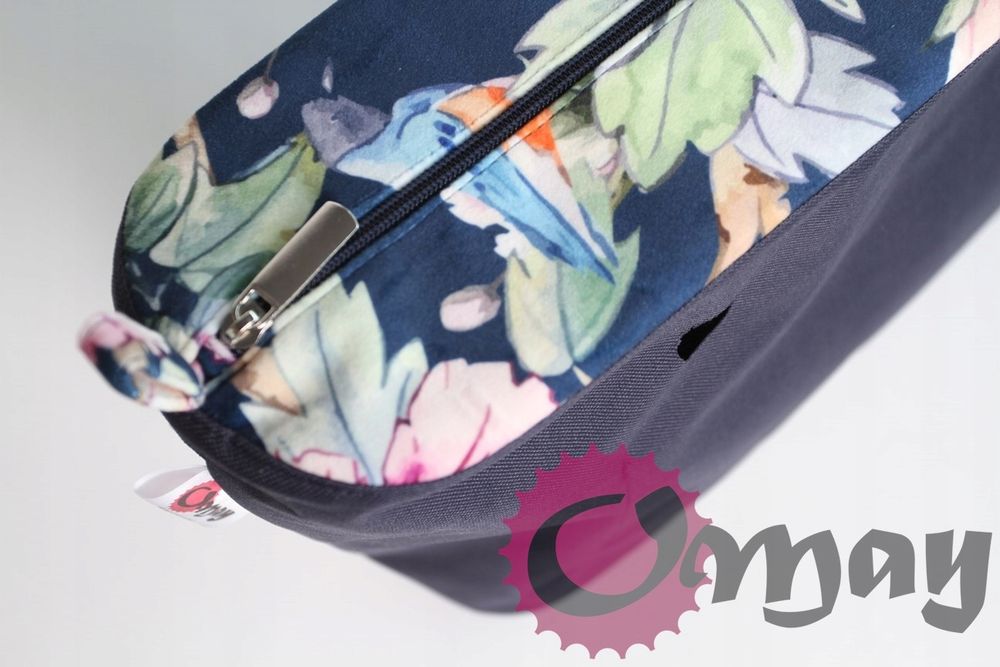 organizer OBAG STANDARD velvet welur kwiaty niebieski 2 kieszenie OMAY