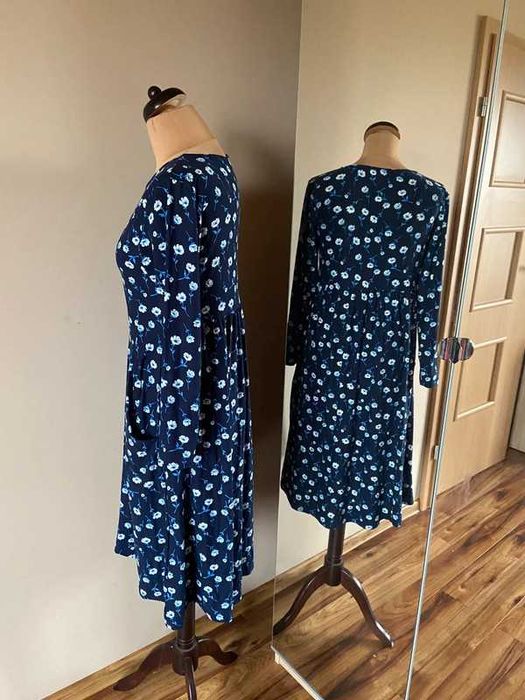 Emeliax sukienka 7/8 maxi midi floral oversize kieszenie 36 38