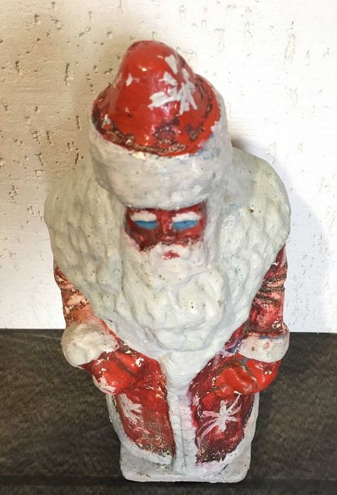 Редкий Антикварный Дед Мороз (49 см) — Гипсовая Копилка, 40-50 годов