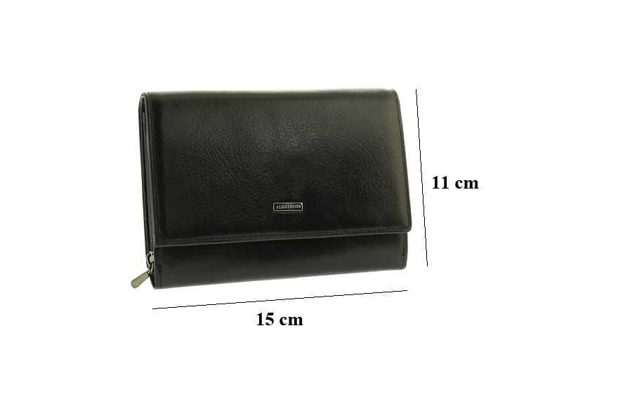 Skórzany portfel damski czarny skóra naturalna marki Albatross