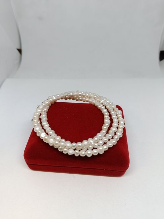 Naszyjnik z drobnymi perełkami, naturalne hodowlane dł.50-54cm