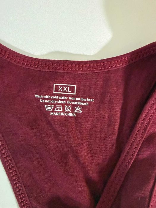 Męski Bawełniany Tank Top na Siłownię – Bordowy XXL