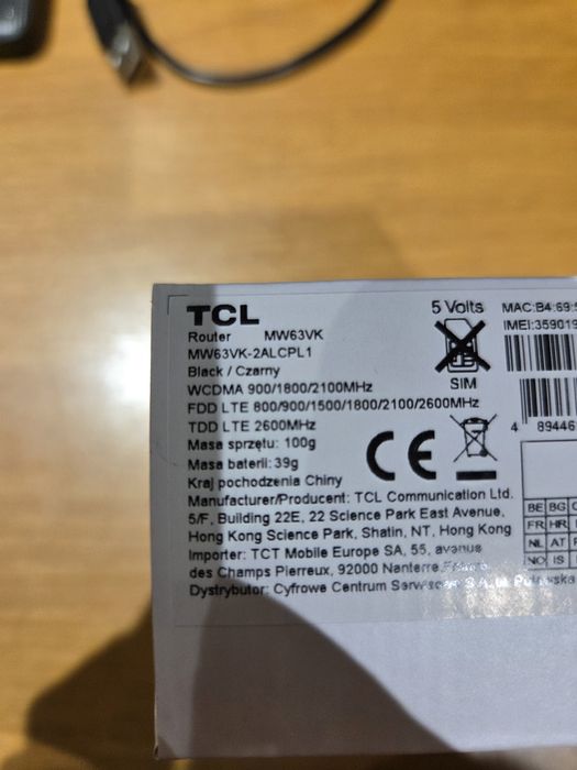 Router mobilny modem TCL LINK ZONE MW63VK WiFi b/g/n 3G/4G (LTE) 300Mb