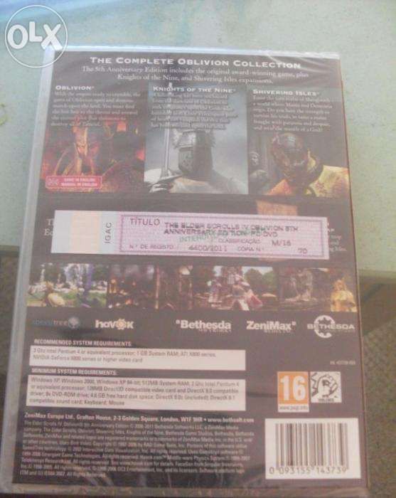 Elder scrolls oblivion pc novo e selado