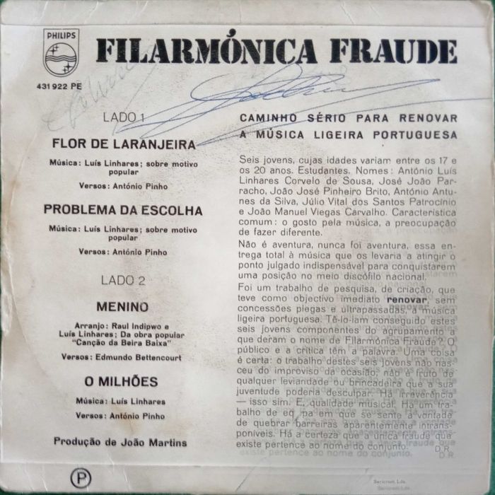 Filarmónica Fraude	- - - - -	Flor de Laranjeira	- - - - -	EP