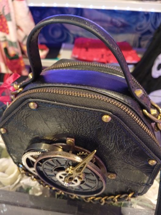 Bolsa estilo steampunk relógio e roldanas