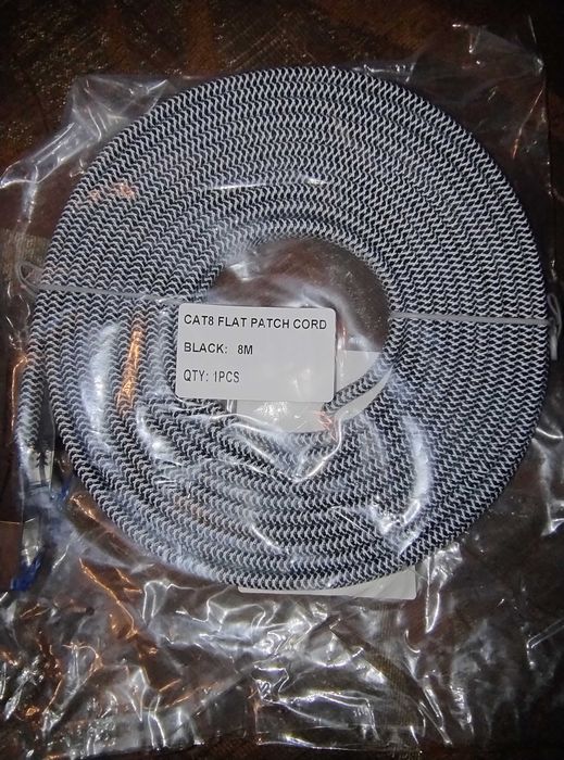 Kabel przewód sieciowy RJ45 8m Cat 8 Kat. 8 płaski LAN S/FTP 5m 10m 3m