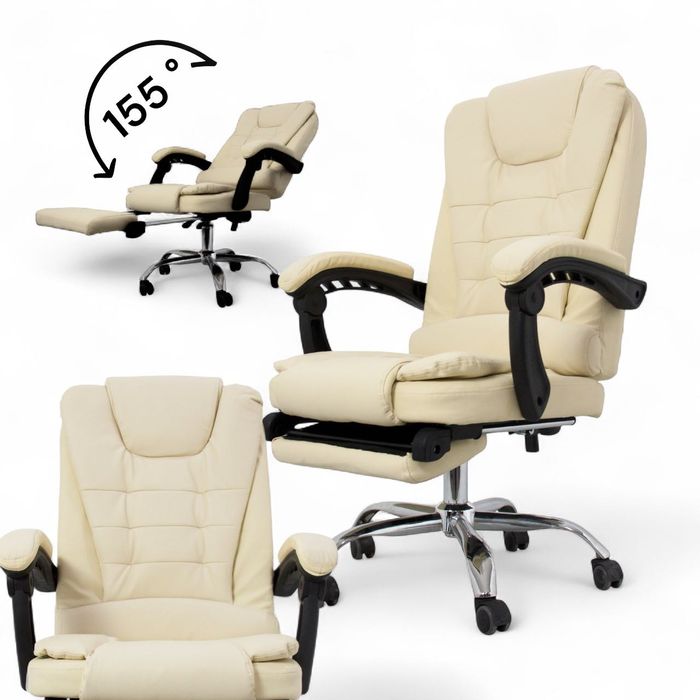 Fotel PREMIUM‼️biurowy z podnóżkiem Eco Skóra Producent FV23 Producent