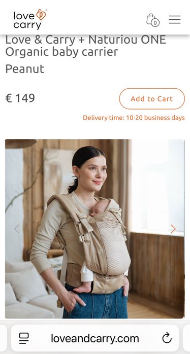 Porta-bebé Love&Carry em estado como novo