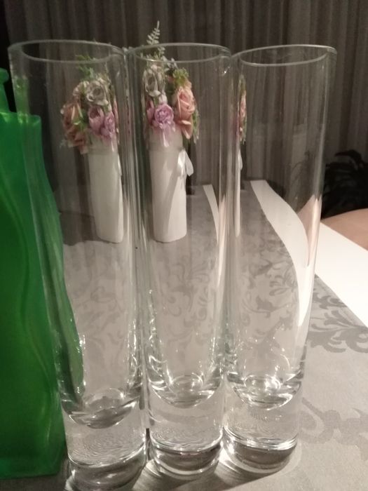 Wazoniki dekoracje. 6 sztuk. Kolorowe i ze szkła