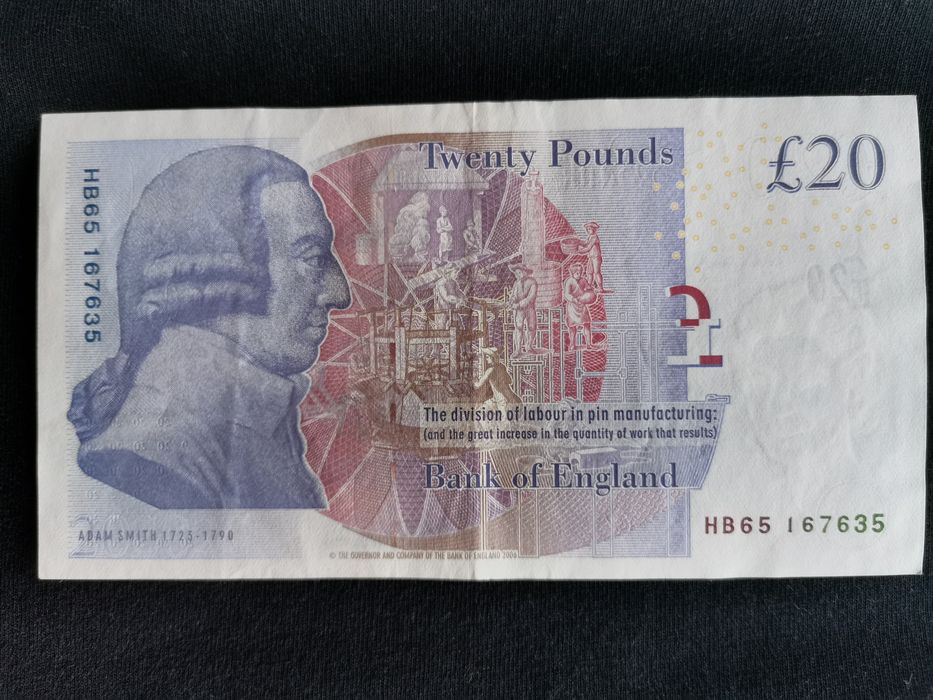 Banknot 20 funtów z królowa Elzbieta ll. z  r.2006.