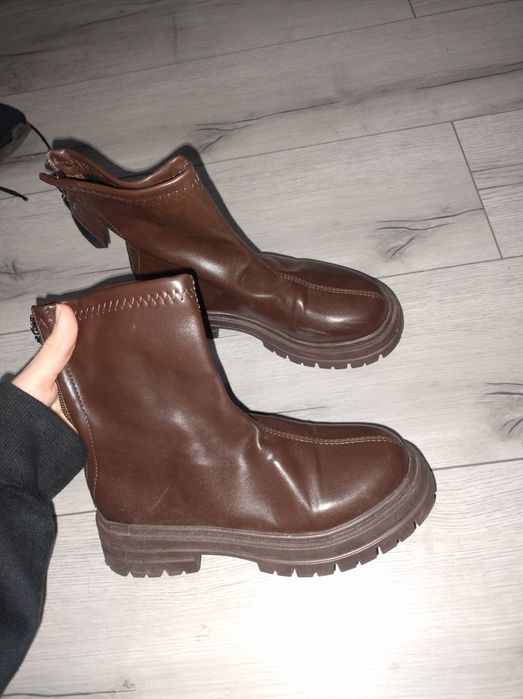 Brązowe czekoladowe botki kozaki buty zimowe jesienne klasyczne viral