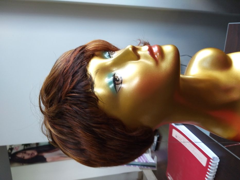 Peruka syntetyczne brąz pasemka baleyage krótkie grzywka Rosie F3240