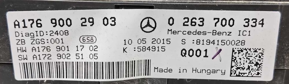 quadrante conta quilometros Mercedes W176 A180