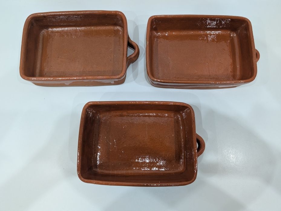 Conjunto de 3 Assadeiras / Travessas em Barro Tradicional Português