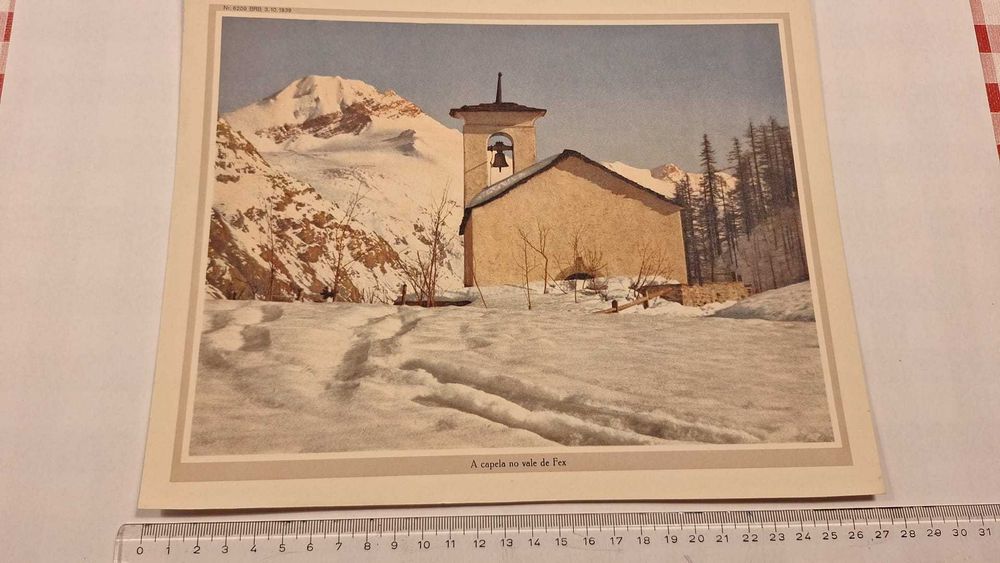 Gravura / Ilustração Antiga de 1939 – Paisagem de Inverno (Val Fex)