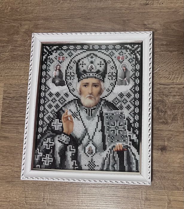 Ікона із бісеру Миколай Чудотворець