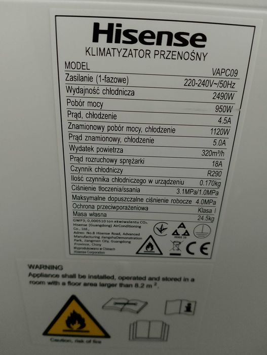 Klimatyzator przenośny Hisense