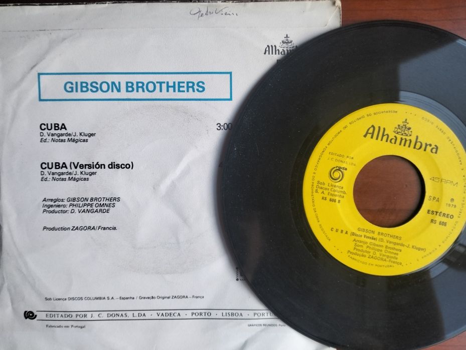 Antigo disco de vinil Gibson Brothers - CUBA