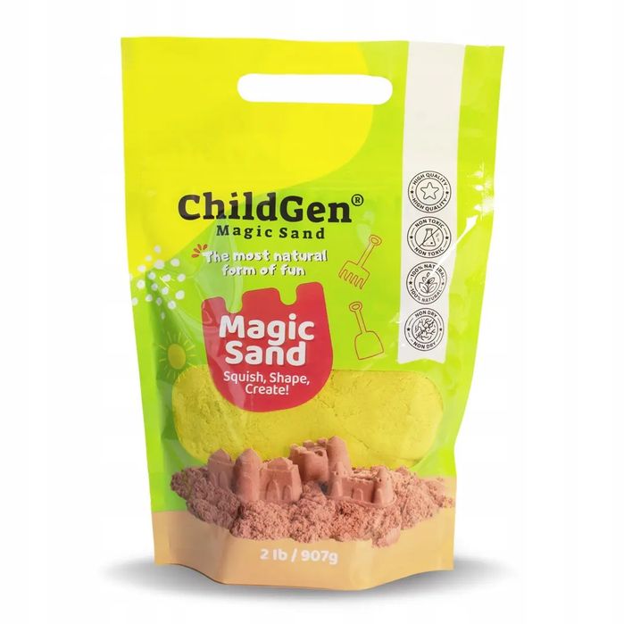 Piasek kinetyczny, 100% naturalny ChildGen - Żółty 907g pachnący. ChildGen