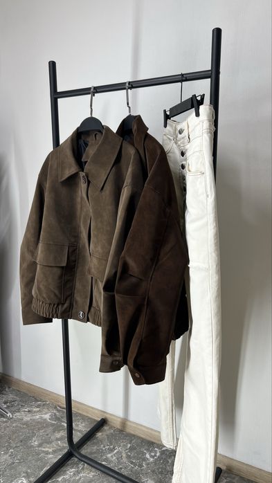 S та L 2 коль БОМБЕР нубук замшевий жіночий куртка шоколад коричневий