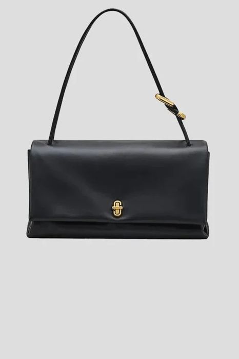 жіноча чорна шкіряна сумка через плече The Large Dual Bag
