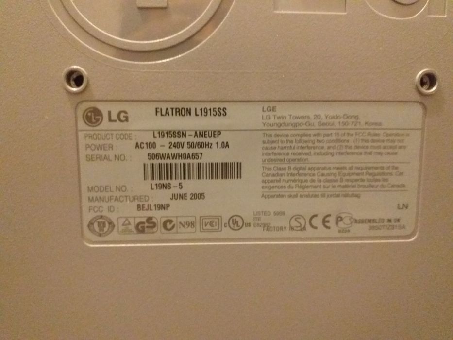 Monitor LG FLATRON64750781933185122