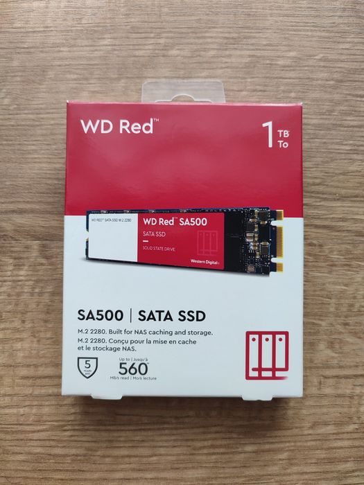 WD Red SA500 1TB. Dysk SSD m.2 SATA. Niemal nowy. Zakupiony omyłkowo, podłączony do sprawdzenia - max. 2h pracy.