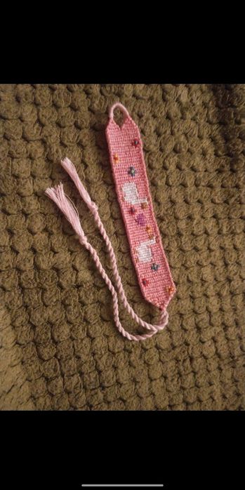 Bransoletka lama różne rodzaje z muliny różowa róż kwiaty