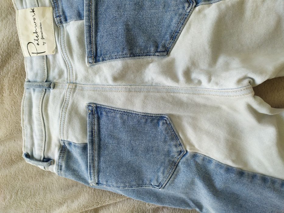 Jeansy Patchwork Stradivarius XS 34