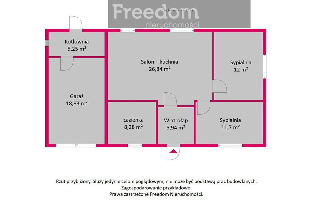 Nowy, parterowy dom + poddasze-na działce 1000 m2