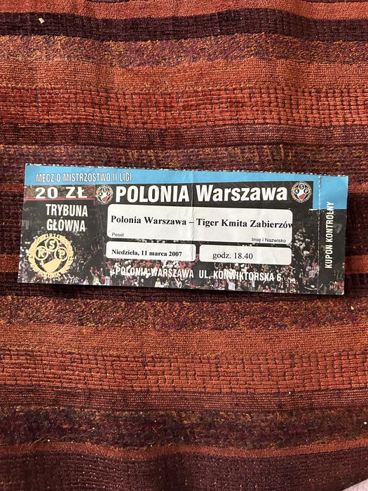 Bilet Polonia Warszawa – Tiger Kmita Zabierzów 11.03.2007 II liga