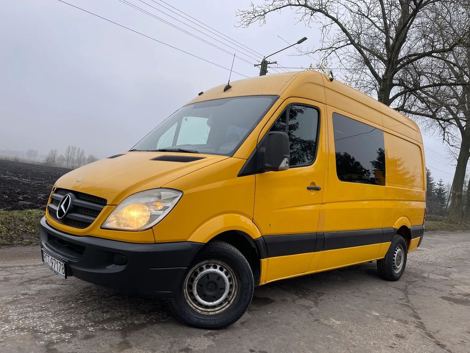 Mercedes-Benz Sprinter W906 313 CDI Średni Średniak L2H2 Brygadówka 6 Osobowy 6 Osób Dubel kabina 2009 ROK  Klimatyzacja,Hak,2.2 CDI 6 Biegów_W pełni sprawny_Faktura Vat 23%