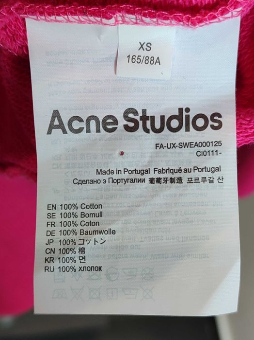 Світшот Acne Studios Face Patch Crewneck Sweatshirt Neon Pink