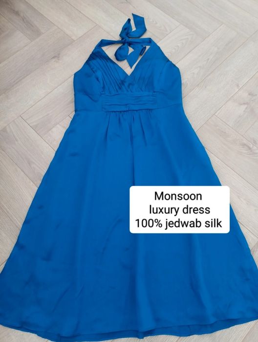 Piękna Sukienka Monsoon midi r. XL jedwab wesele okazja