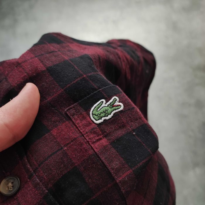 MĘSKA Elegancka Koszula Bawełna Kratka PREMIUM Haft Lacoste Casual