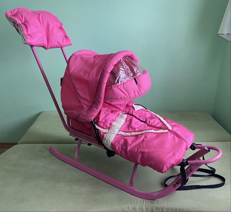 Санки  Piccolino дитячі польські розові рожеві  для дівчинки
